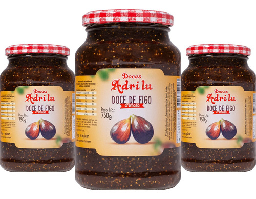 Kit 3 Doce De Figo Figada Chimia Artesanal Serra Gaúcha 750g